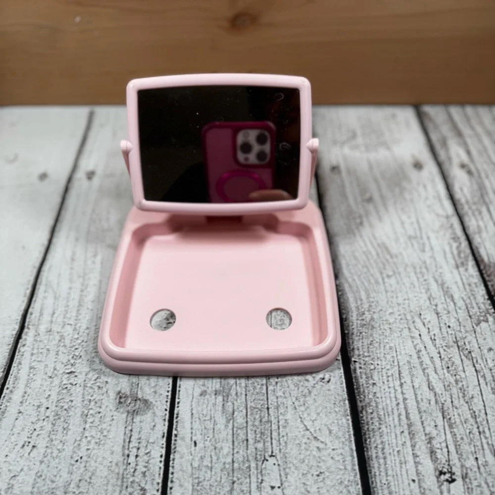 Vintage Mary Kay Pink Travel 2-Sided /Magnify‎ Mirror Make-up Tray